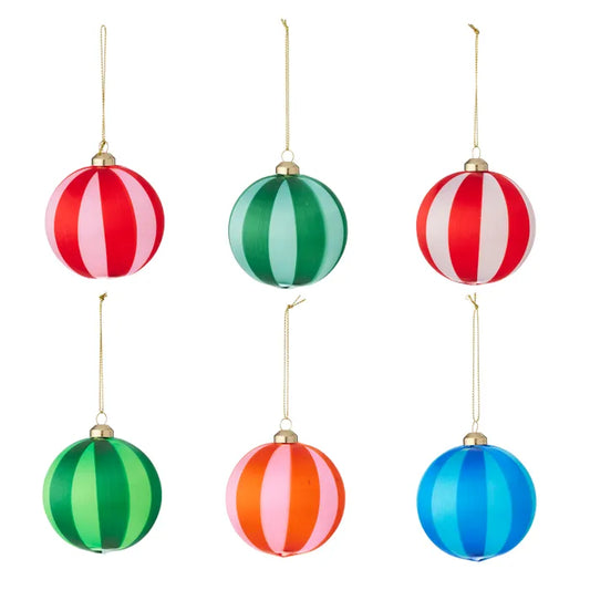 S/6 Silk Pop stripe bauble 8cm