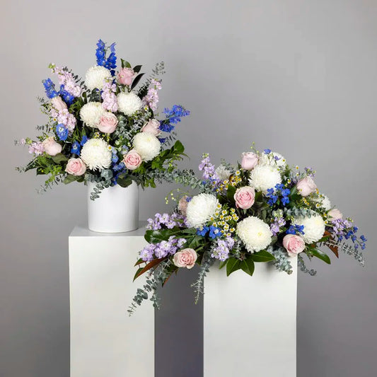 Chapel Flowers and Casket Duo - Pastel