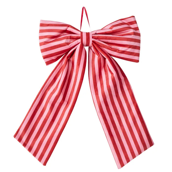Merry Bengal Stripe Bow 60x100cm Rd/Pnk