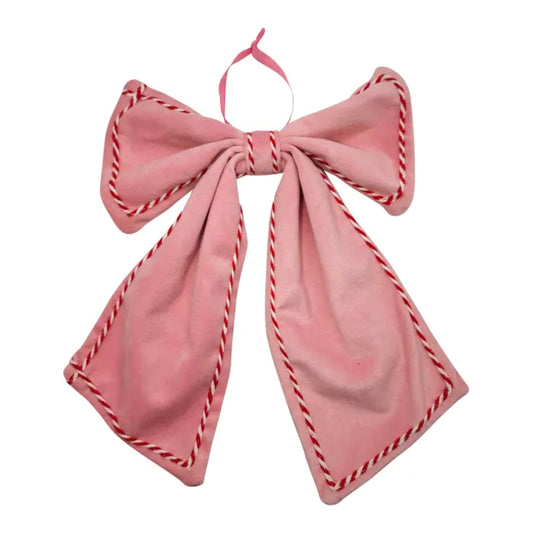 Jolly Cord Edge Bow Orn Fab 27cm Pink