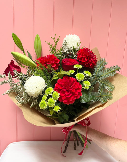 Red and White Florist Choice Xmas Bouquet