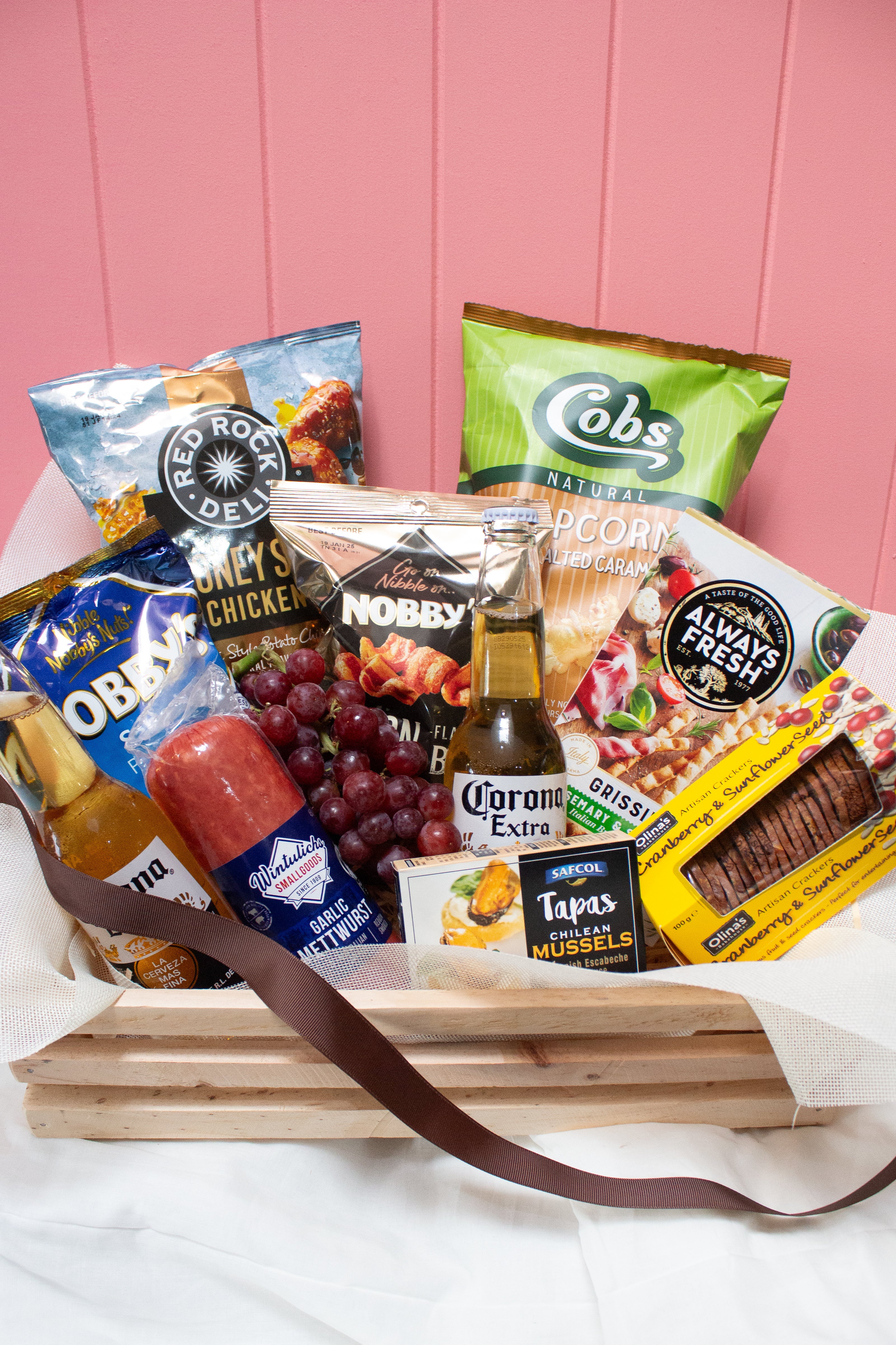 Beers and Snacks Hamper – Golden Sable Florist