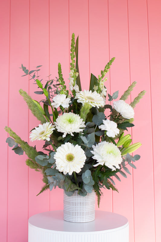 Ceramic Vase Arrangement - Neutral Green and white