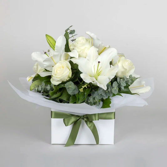 White Posy Box Arrangement