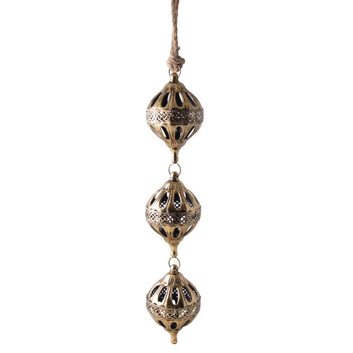 Metal Triple Drop w/rope gold