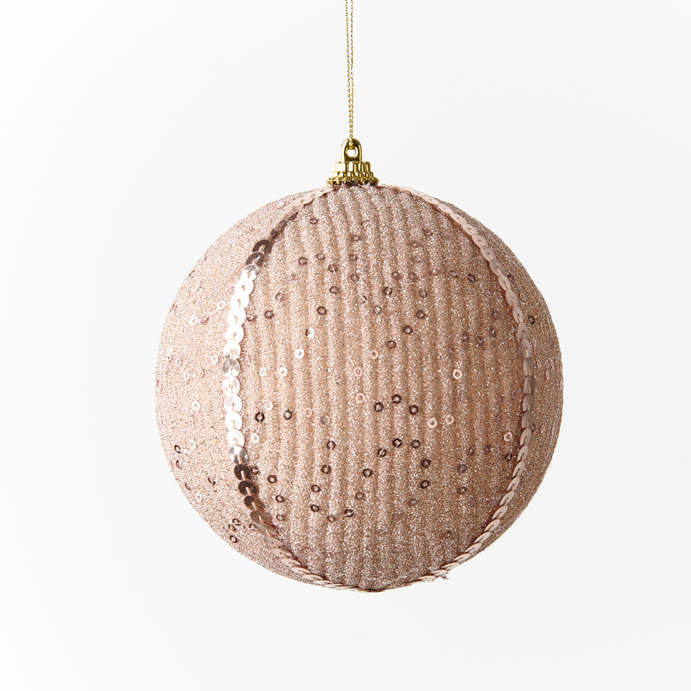 Ornament Sequin Ball Rose Gold 12cm