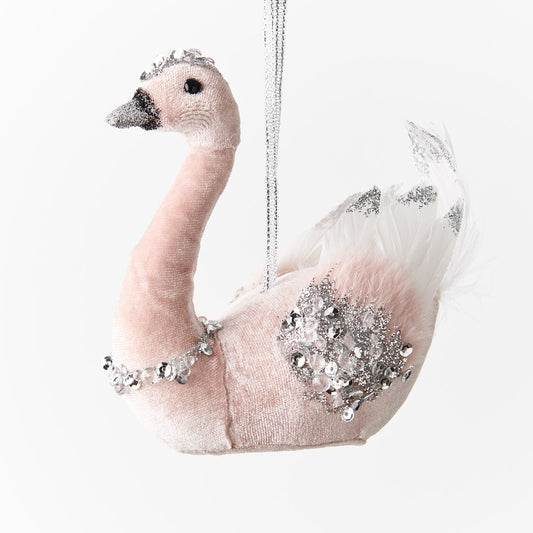 Ornament Swan Pink/Silver 12cml