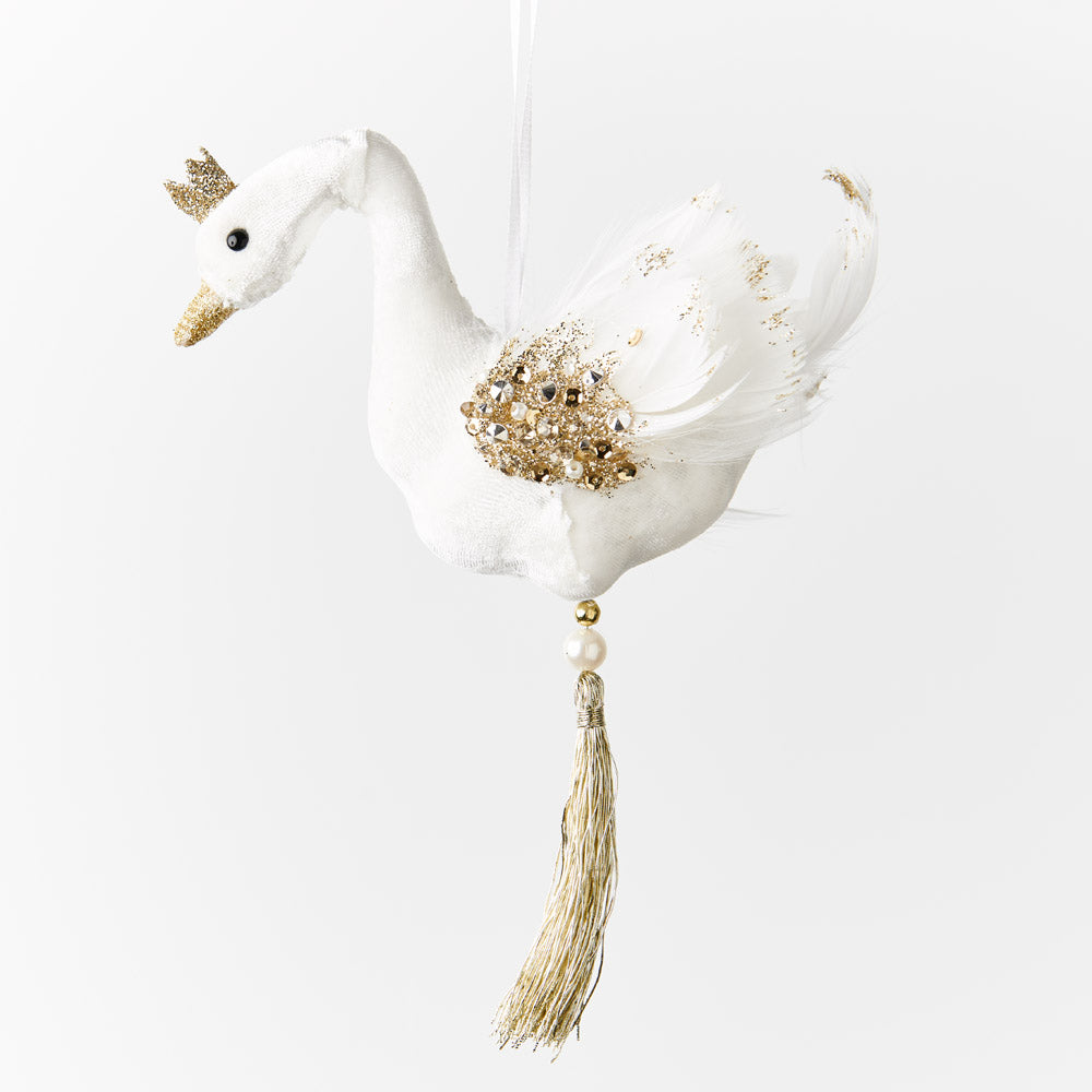 Ornament Swan white/Gold 16cml