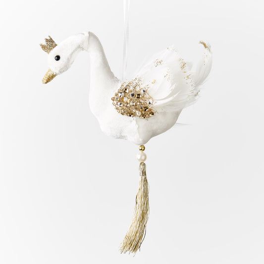 Ornament Swan white/Gold 16cml