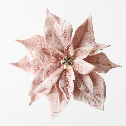 Clip Poinsettia Velvet Light Pink 23cmd