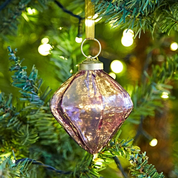 Handmade Glass Diamond Bauble Purple