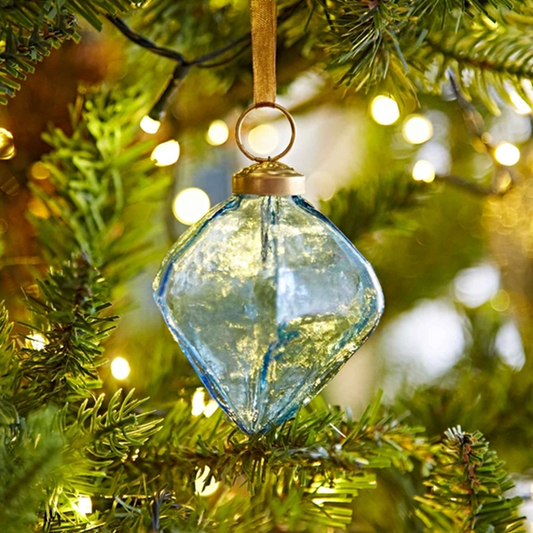 Handmade Glass Diamond Bauble - Blue