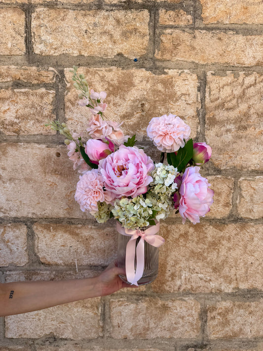 Faux Vase: Pastel Peony Delight