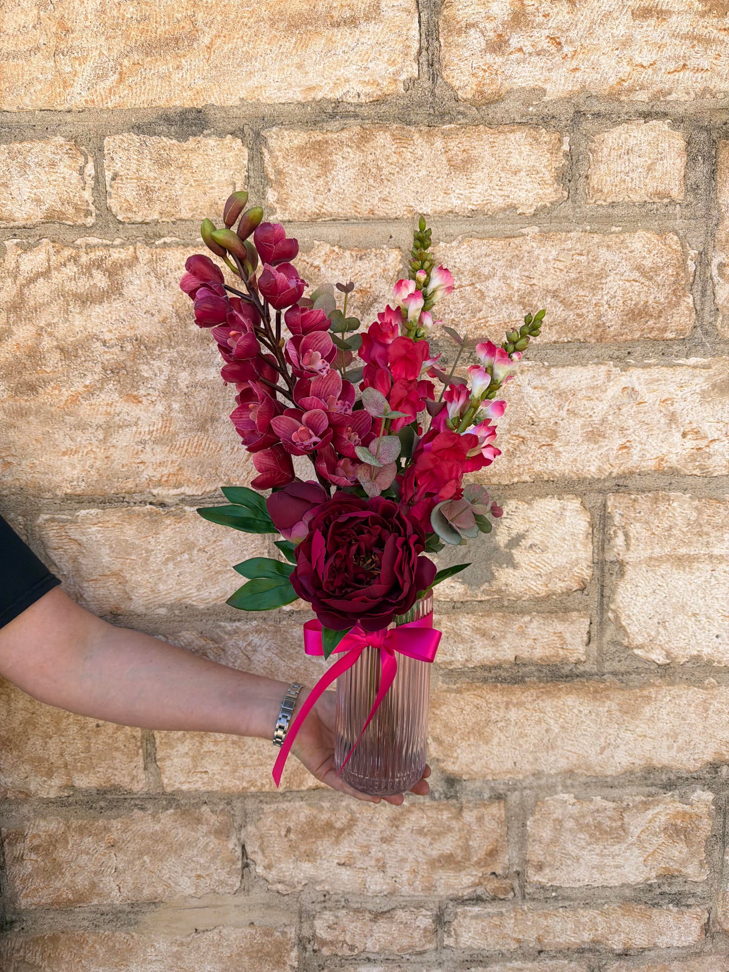 Faux Vase: Orchid & Snapdragon Passion